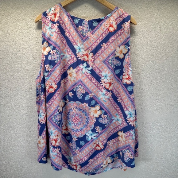 J Jill Plus Top Women's 3X Floral Scarf Print Tank Boho Beach Summer Casual - Picture 11 of 14